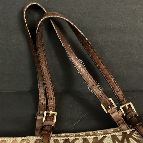 Michael Kors Brown Gold Signature Monogram Jacquard Canvas Tote - Picture 2 of 16